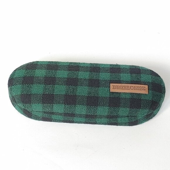 BEAVER CANOE Eye Glasses Storage Case PLAID Buffalo Plaid ROOTS CANADA GREEN - Picture 1 of 5